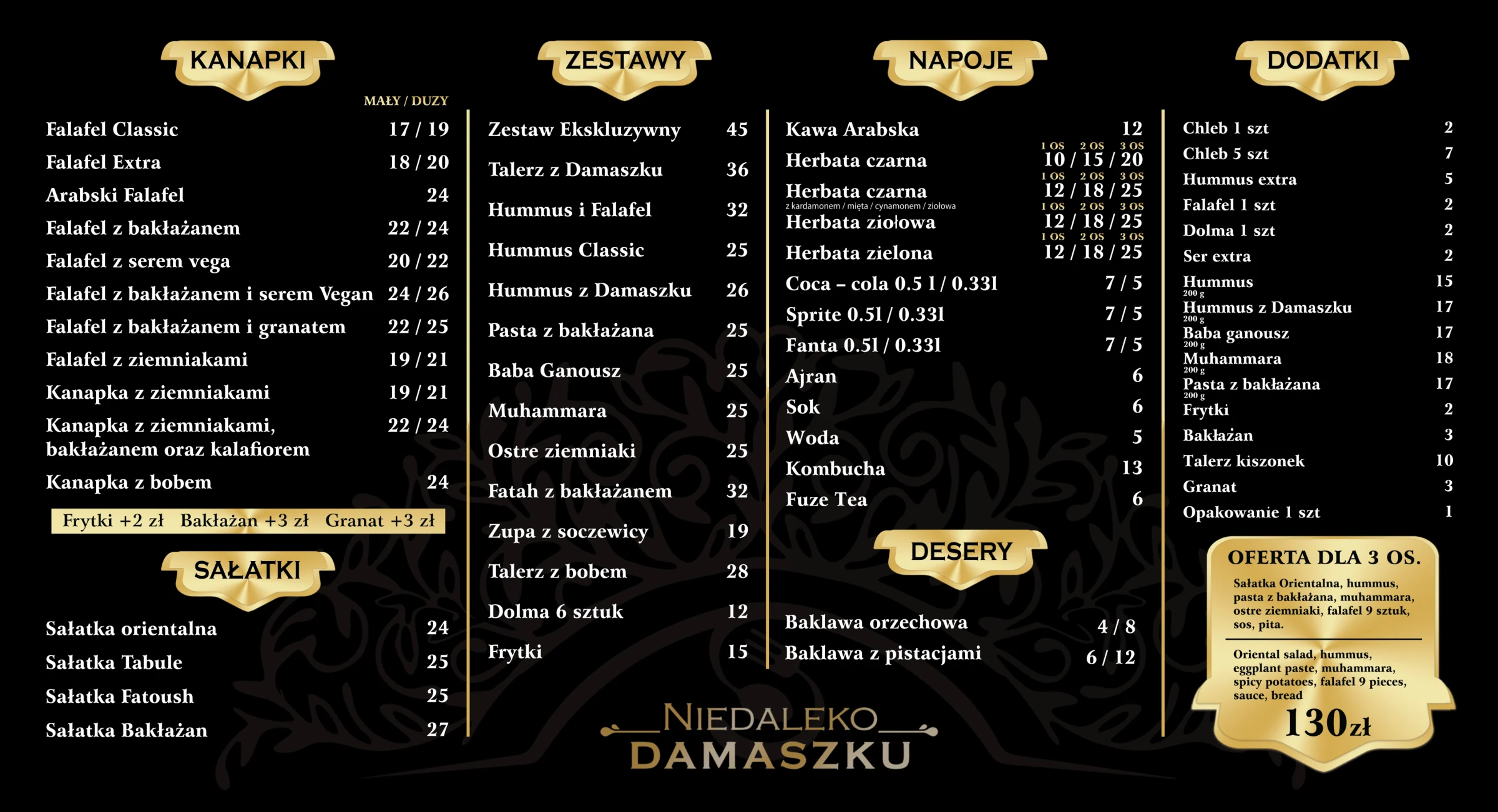 Pełne menu Niedaleko Damaszku